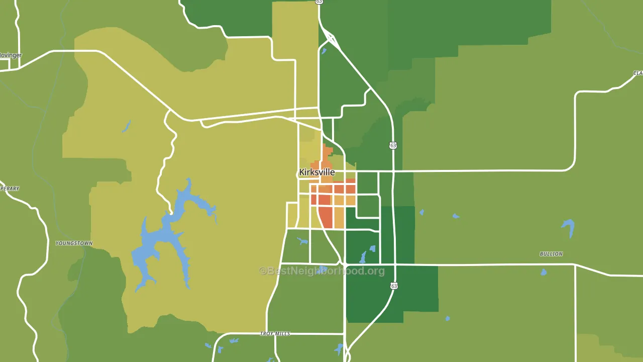 Kirksville, MO block-group voter-turnout map