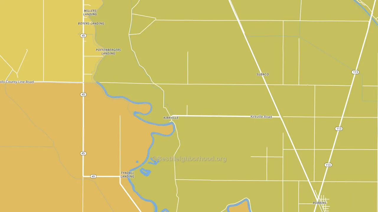 Kirkville, CA block-group voter-turnout map
