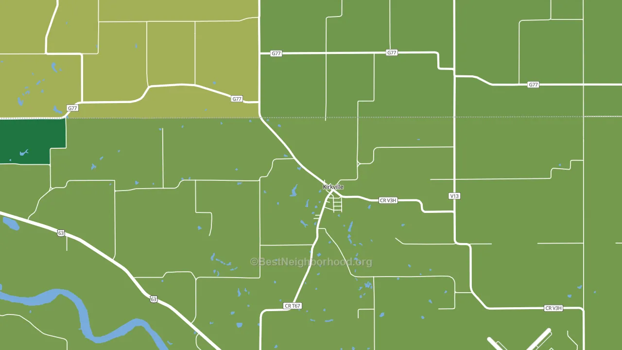 Kirkville, IA block-group voter-turnout map