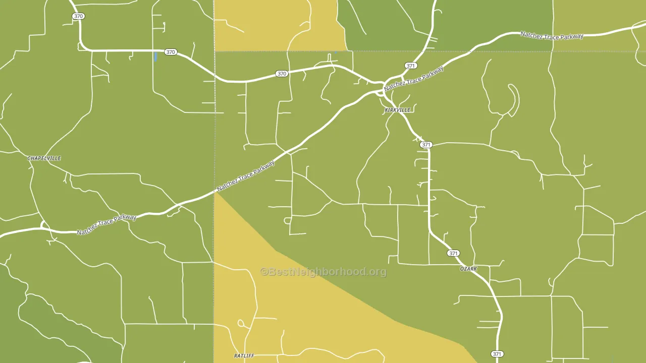 Kirkville, MS block-group voter-turnout map