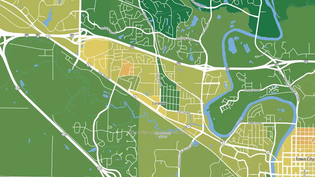 Kirkwood, Coralville, IA block-group voter-turnout map