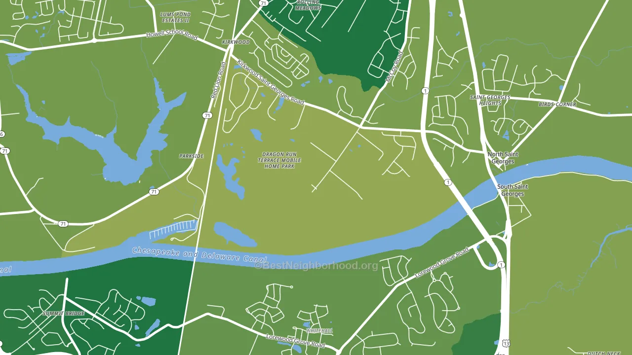 Kirkwood, DE block-group voter-turnout map