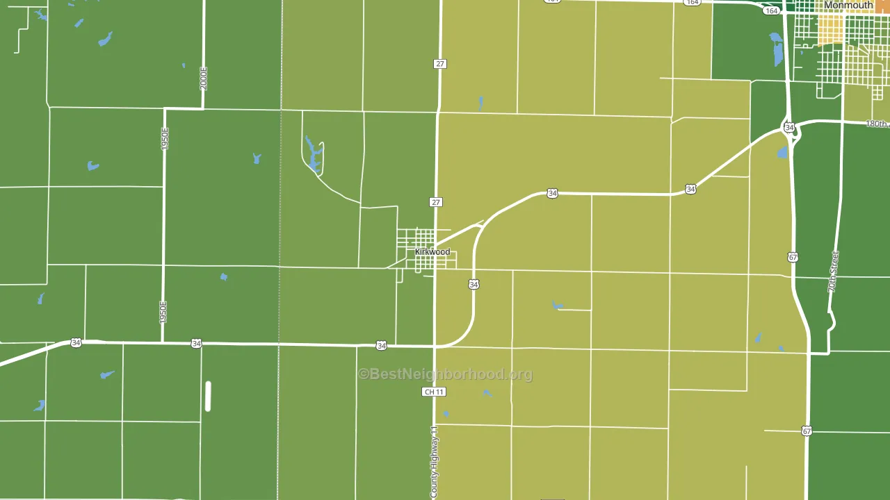 Kirkwood, IL block-group voter-turnout map