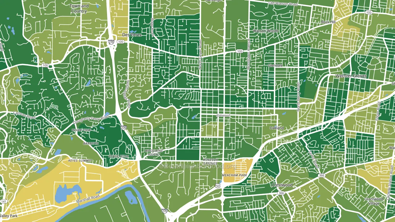 Kirkwood, MO block-group voter-turnout map