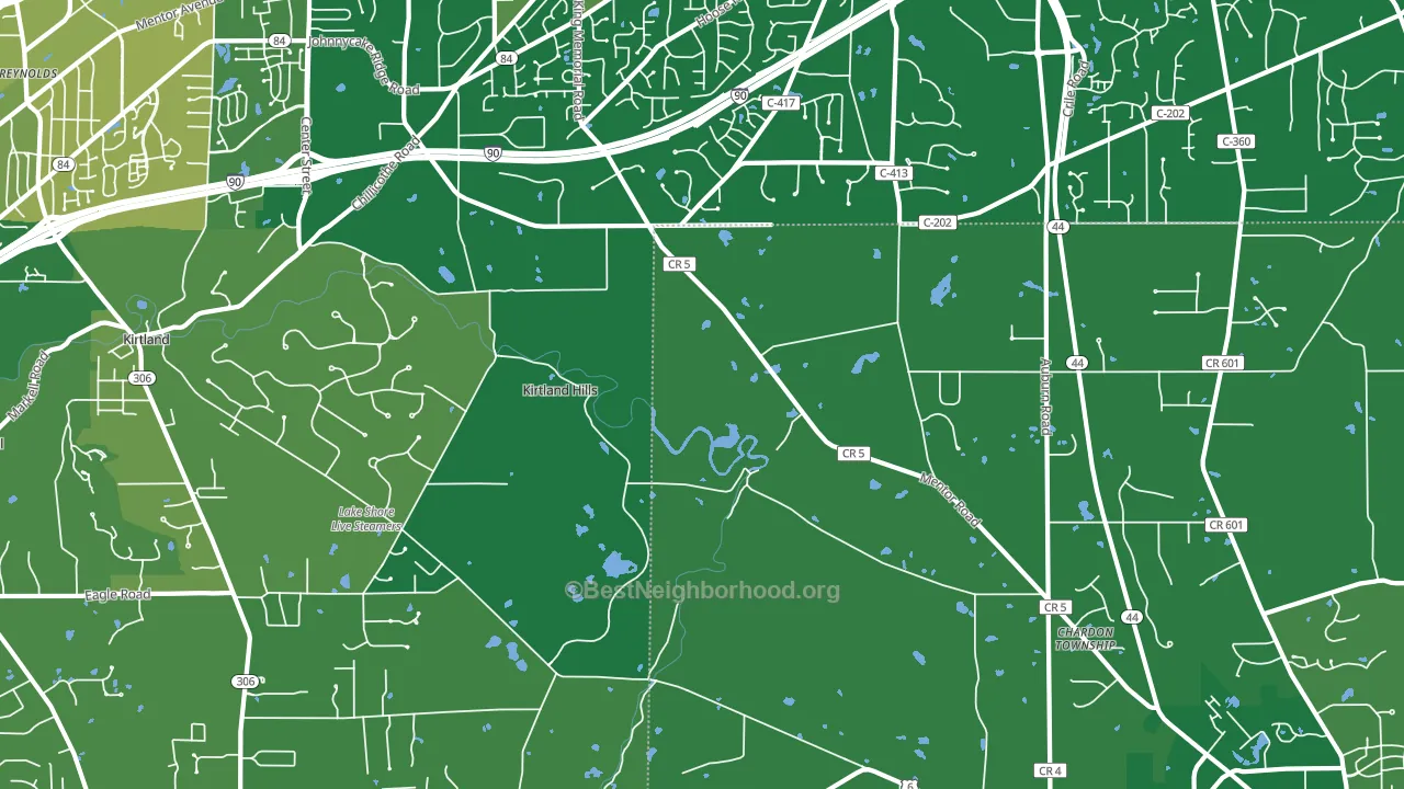 Kirtland Hills, OH block-group voter-turnout map