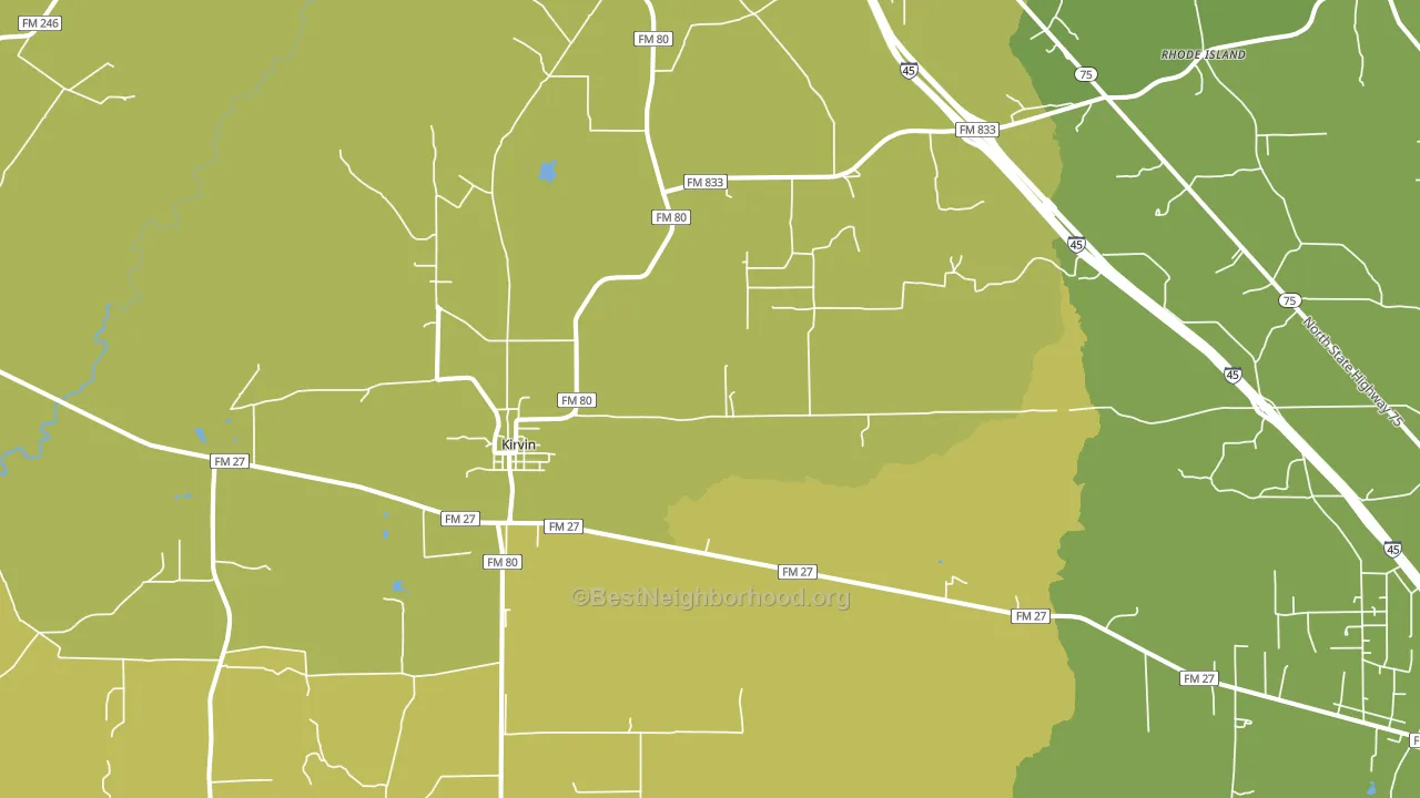 Kirvin, TX block-group voter-turnout map