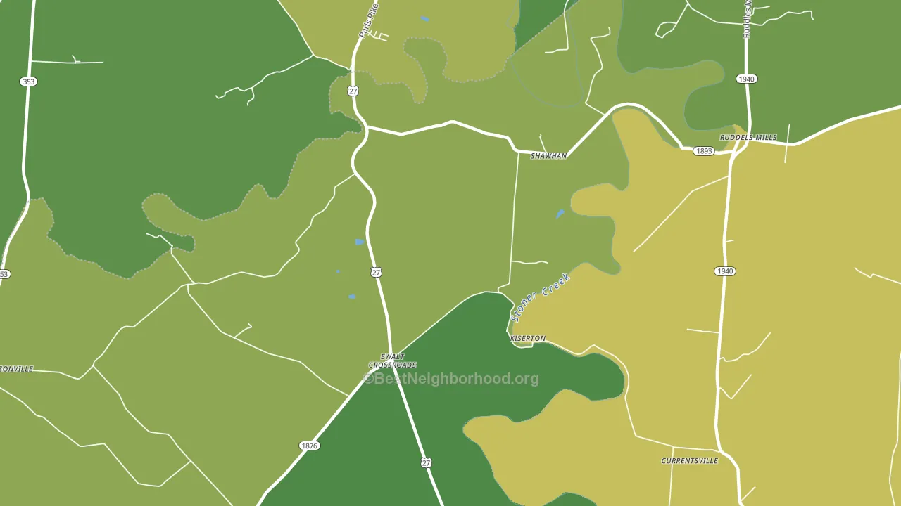 Kiserton, KY block-group voter-turnout map