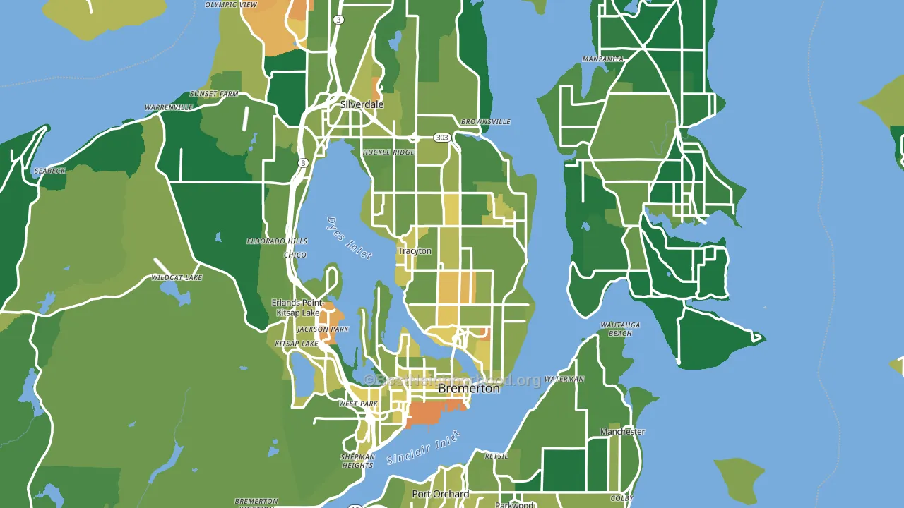 Kitsap County, WA block-group voter-turnout map