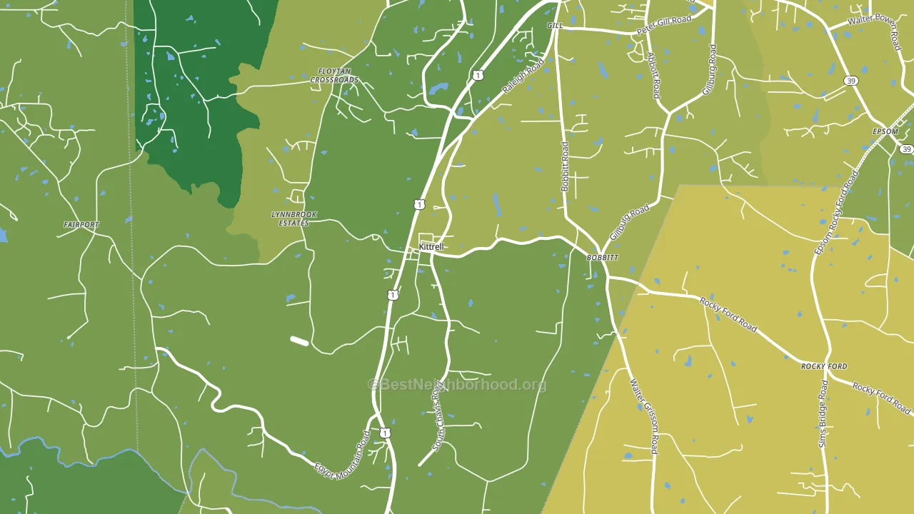 Kittrell, NC block-group voter-turnout map