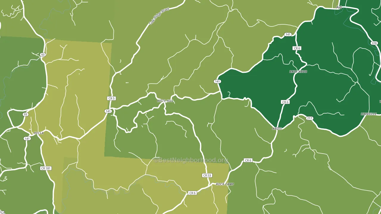 Kitts Hill, OH block-group voter-turnout map