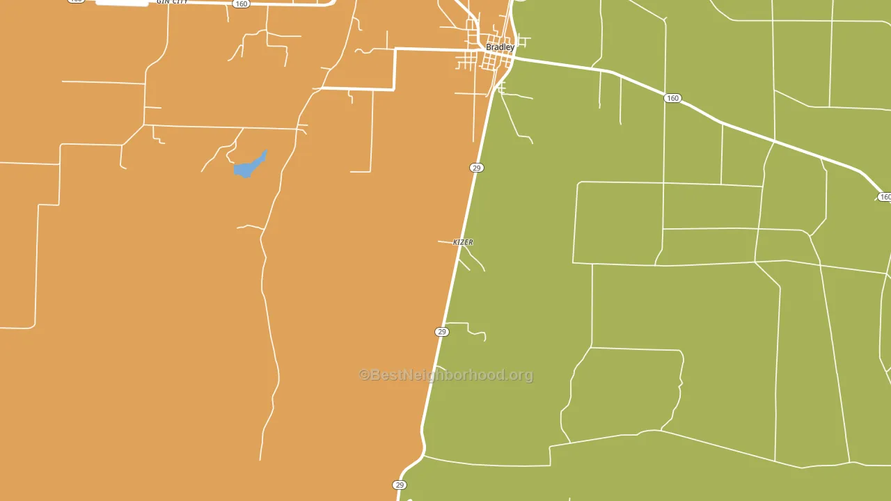 Kizer, AR block-group voter-turnout map