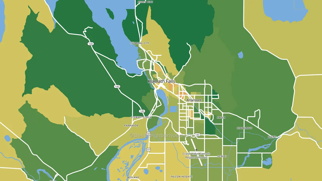 Klamath Falls, OR block-group voter-turnout map