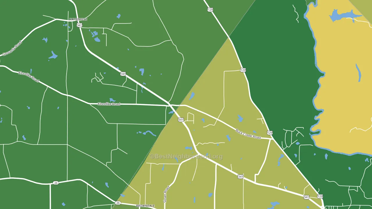 Klondike, GA block-group voter-turnout map