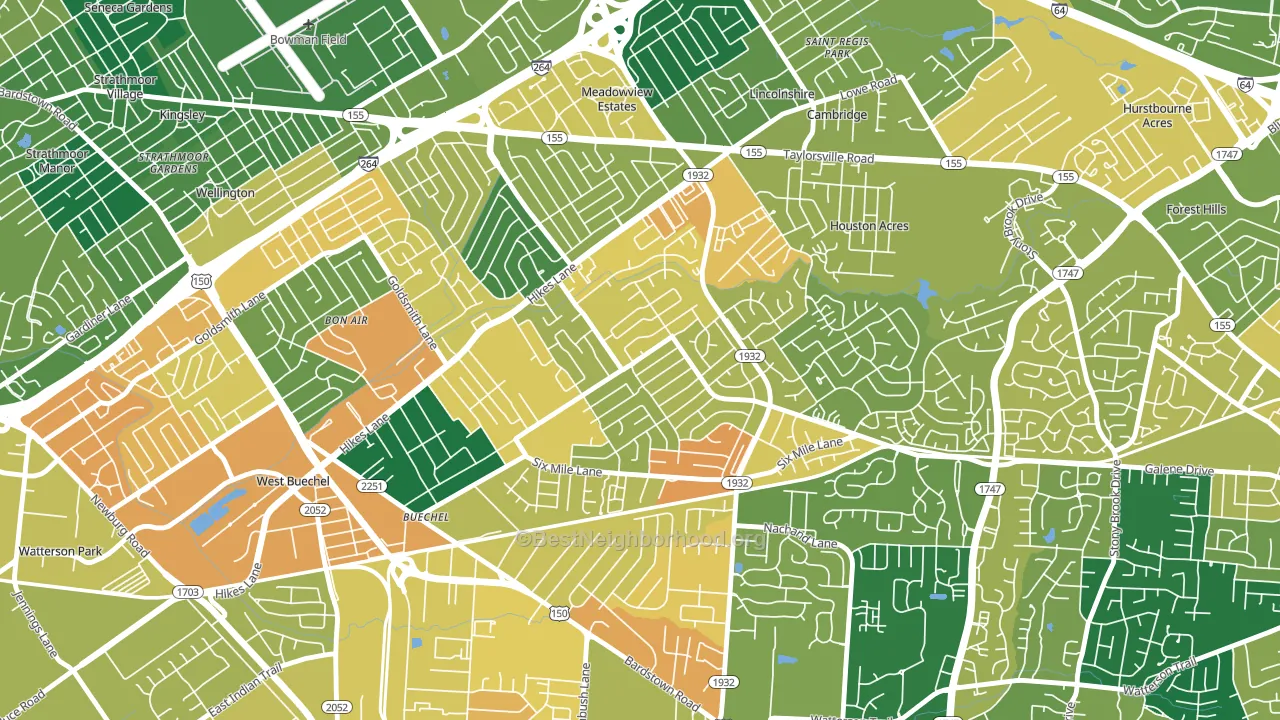 Klondike, Louisville, KY block-group voter-turnout map