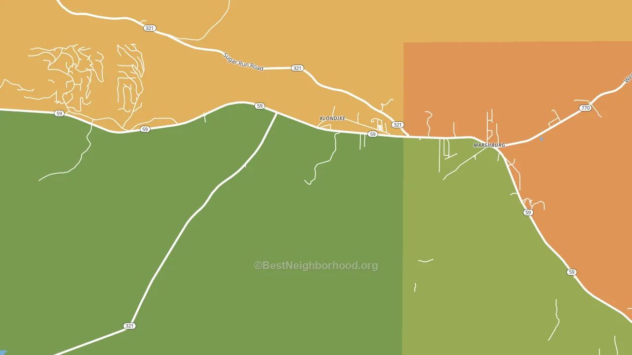 Klondike, PA block-group voter-turnout map