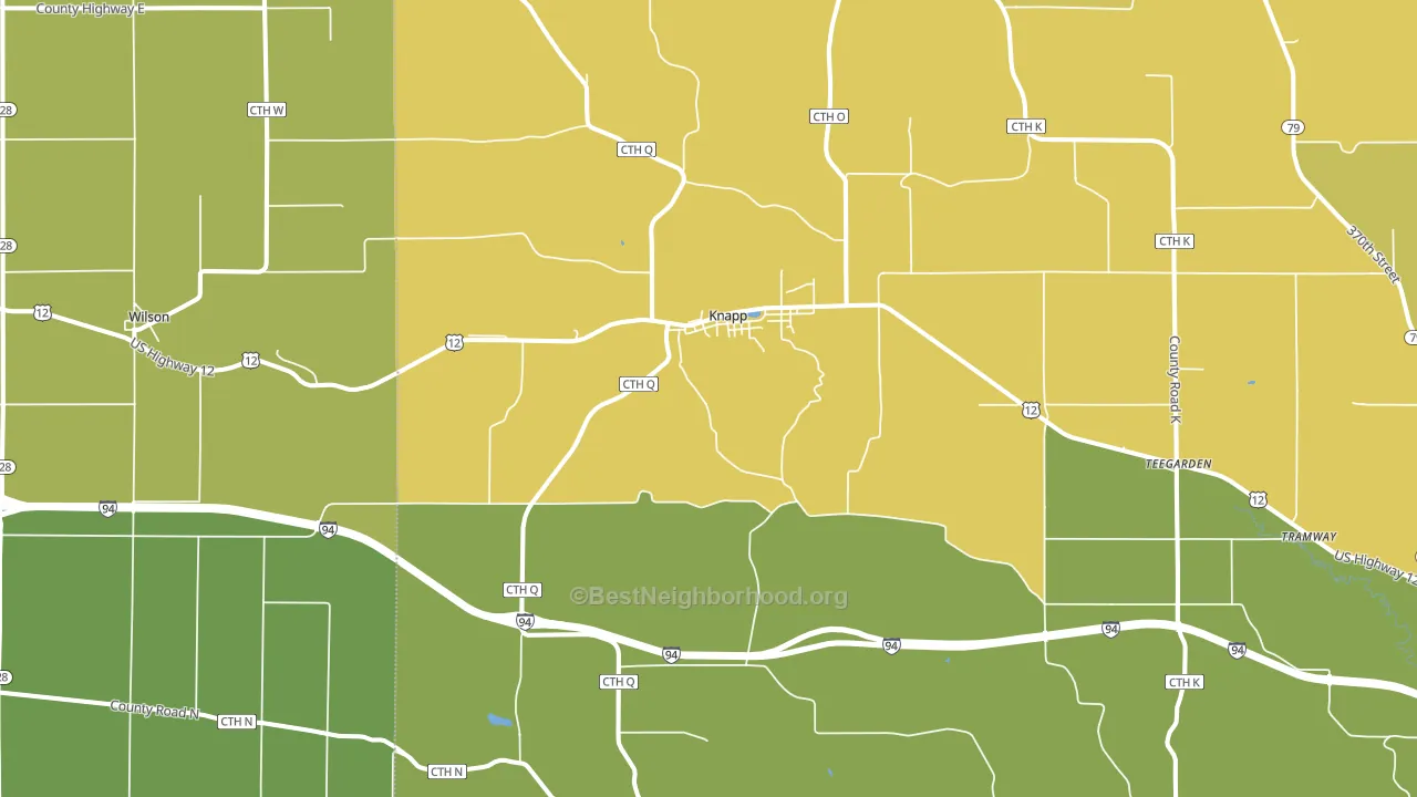 Knapp, WI block-group voter-turnout map