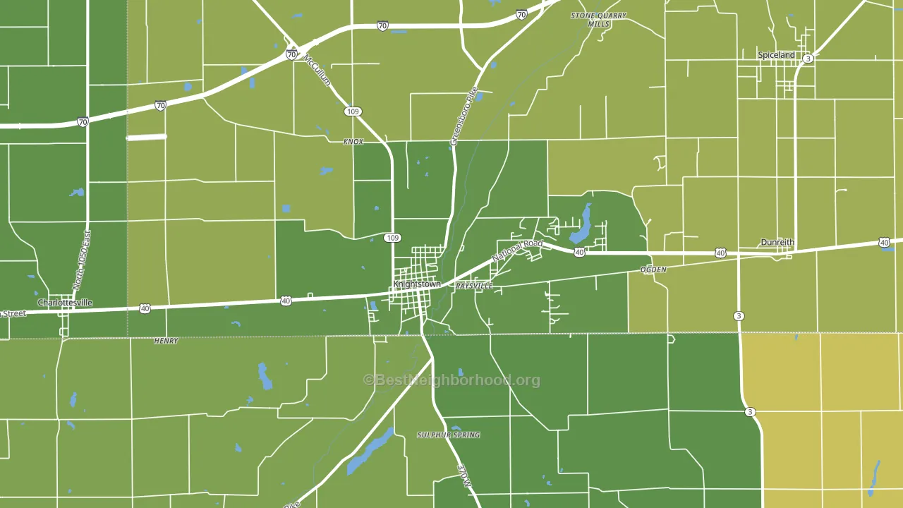Knightstown, IN block-group voter-turnout map