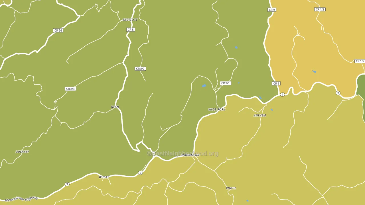 Knob Fork, WV block-group voter-turnout map