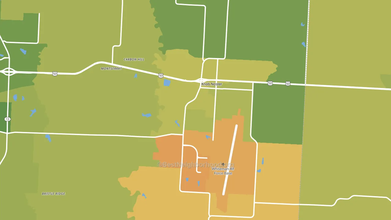 Knob Noster, MO block-group voter-turnout map