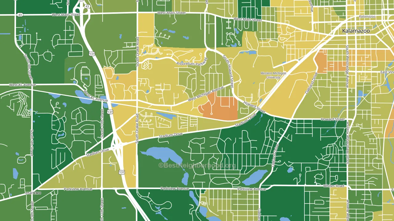 Knollwood, Kalamazoo, MI block-group voter-turnout map