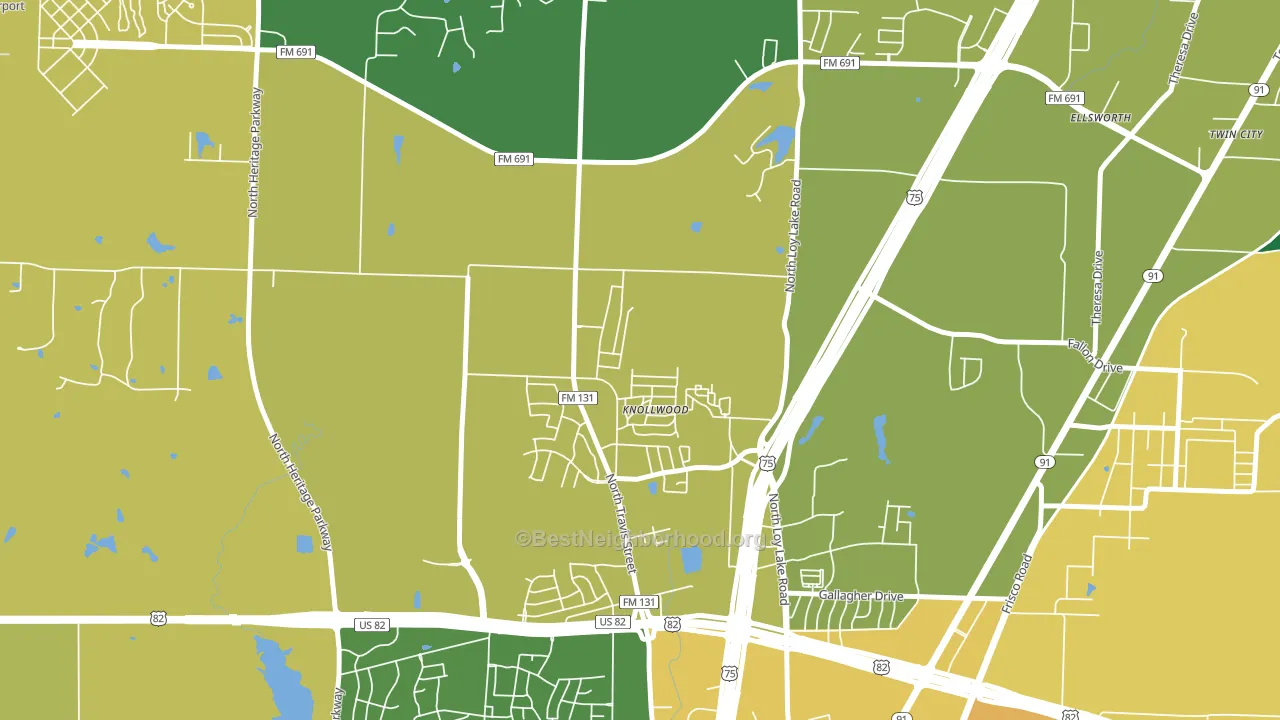 Knollwood, TX block-group voter-turnout map