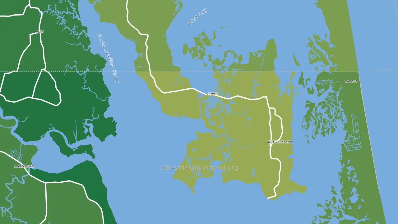 Knotts Island, NC block-group voter-turnout map