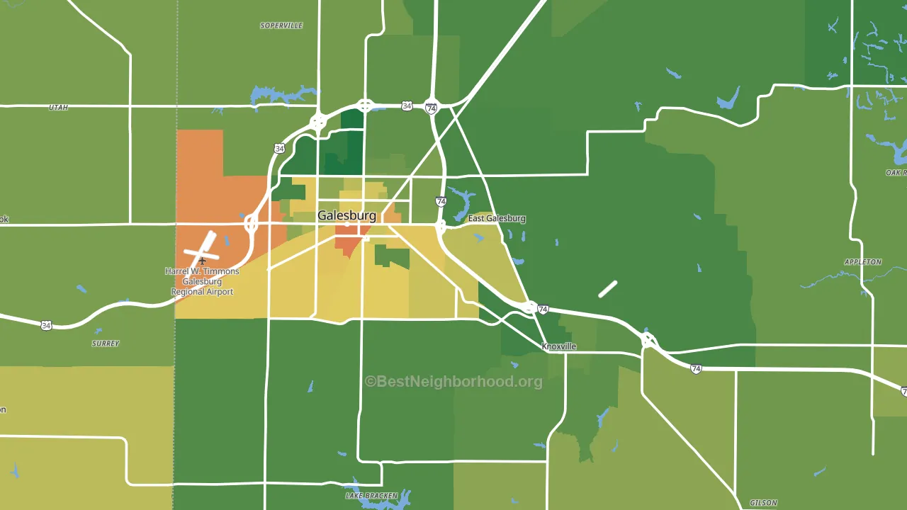 Knox County, IL block-group voter-turnout map