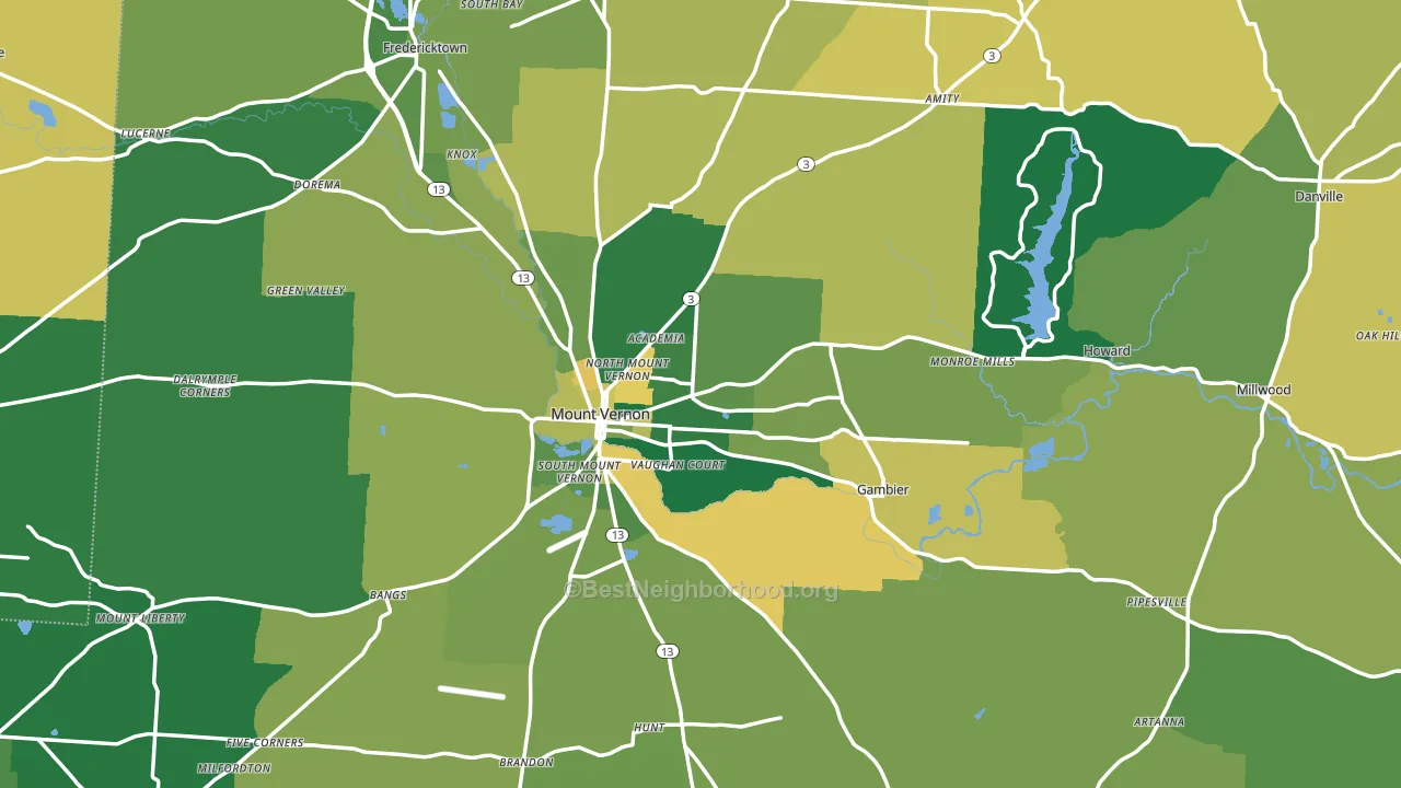 Knox County, OH block-group voter-turnout map