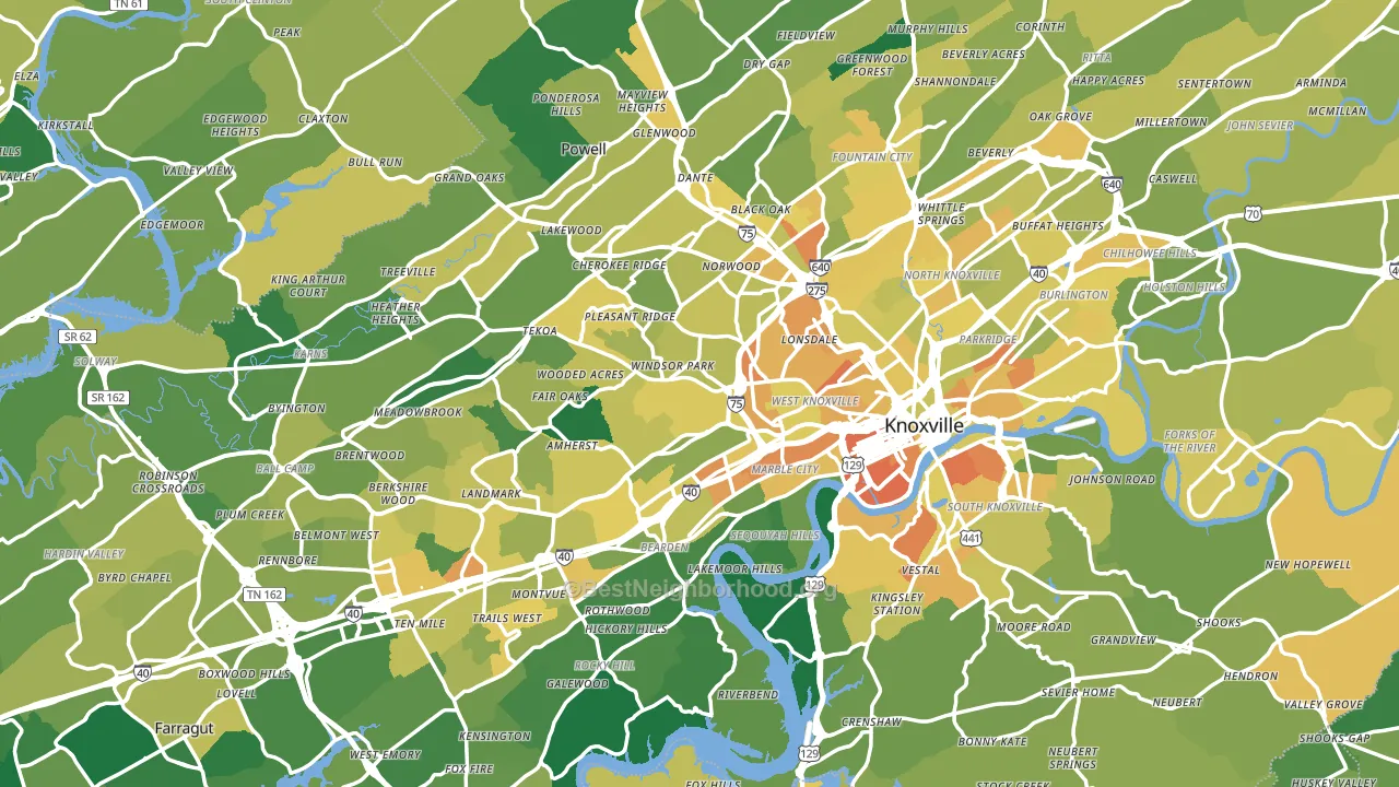 Knox County, TN block-group voter-turnout map