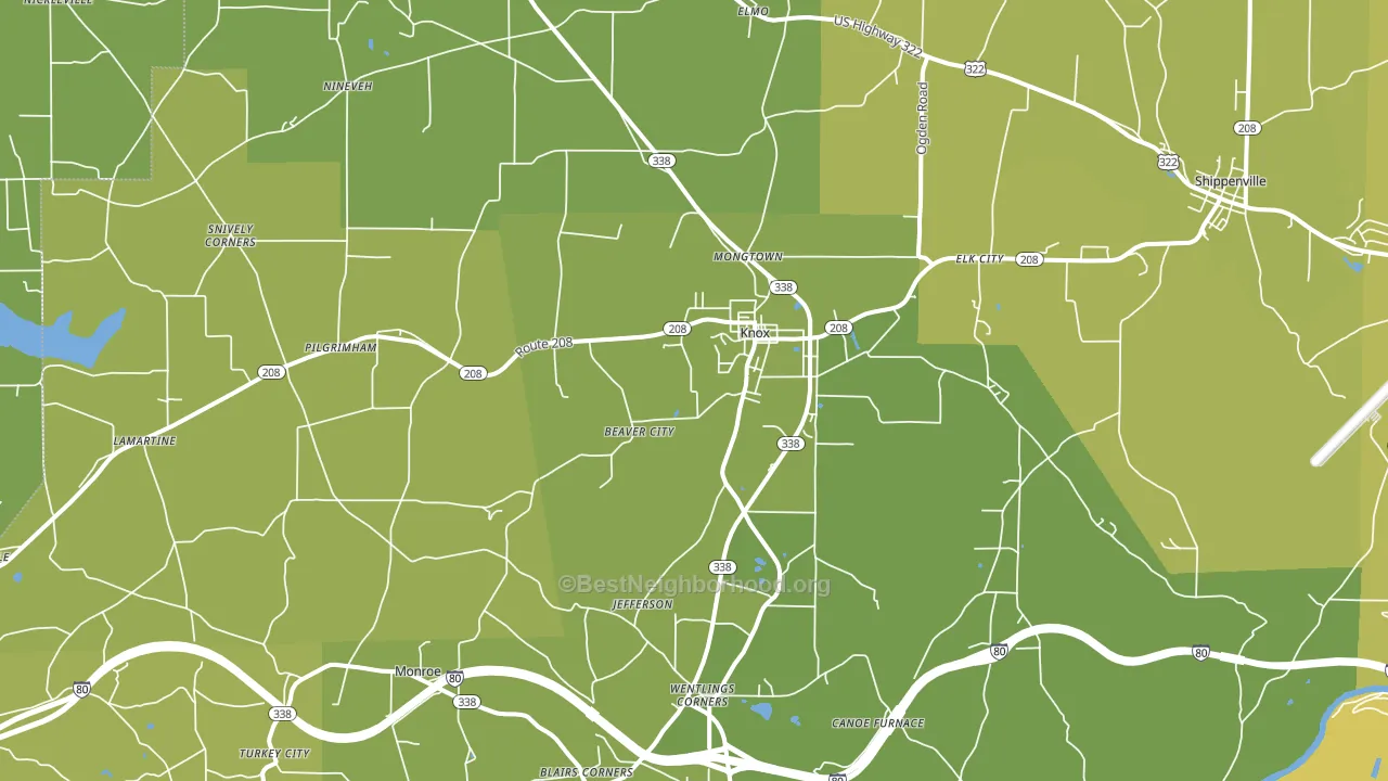 Knox, PA block-group voter-turnout map