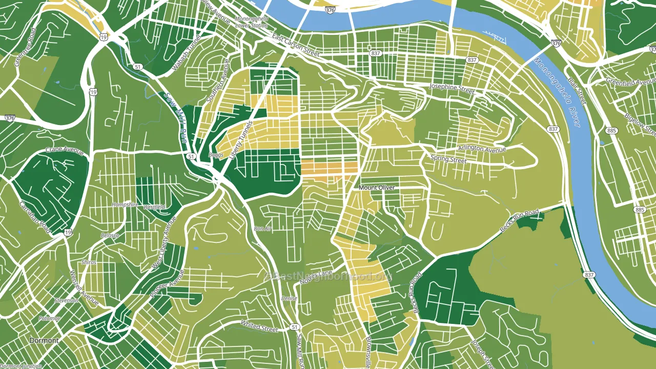 Knoxville, Pittsburgh, PA block-group voter-turnout map