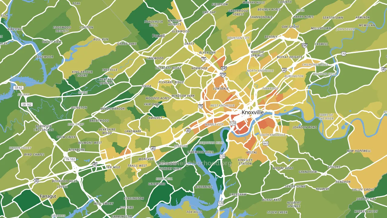 Knoxville, TN block-group voter-turnout map