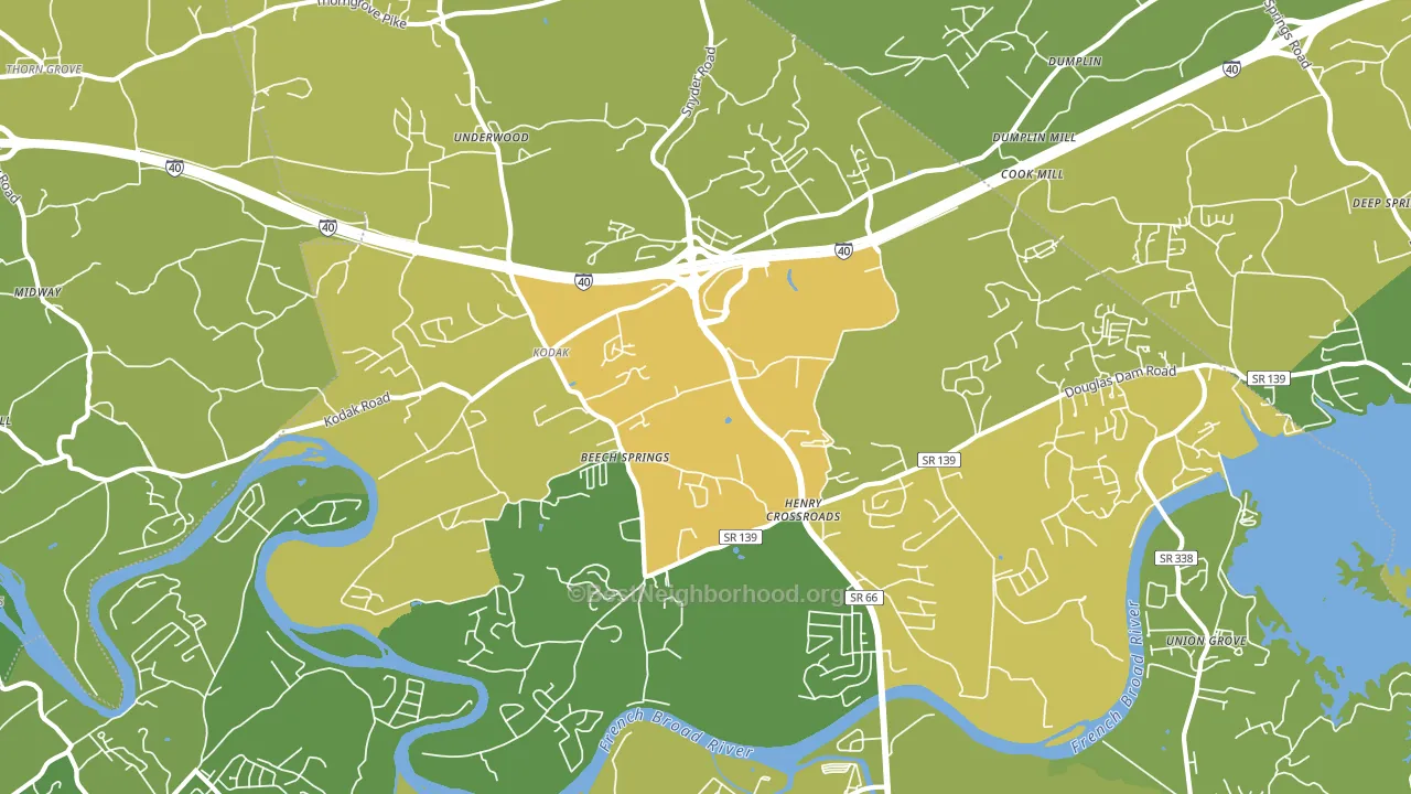 Kodak, TN block-group voter-turnout map