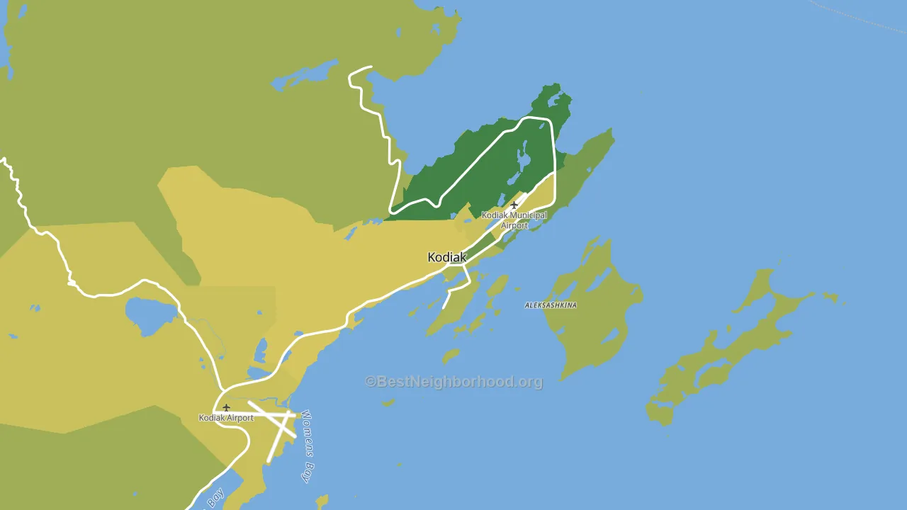 Kodiak, AK block-group voter-turnout map