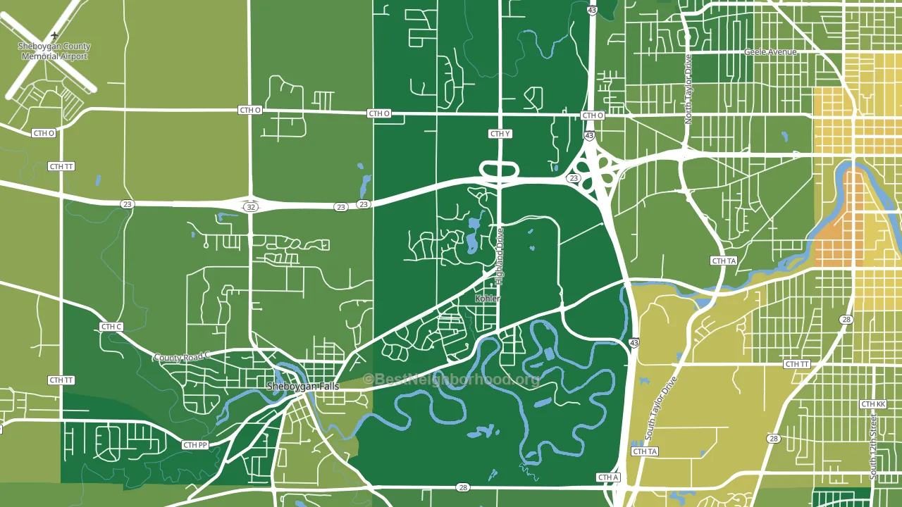 Kohler, WI block-group voter-turnout map