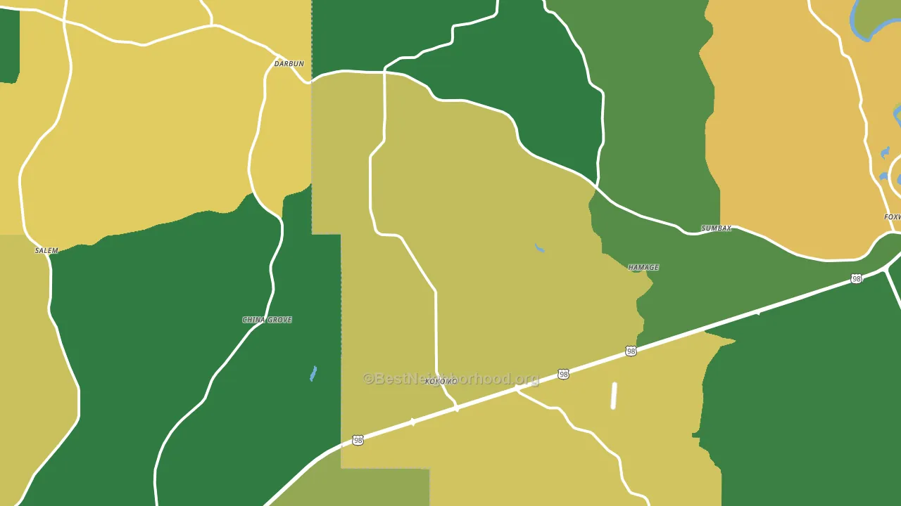 Kokomo, MS block-group voter-turnout map