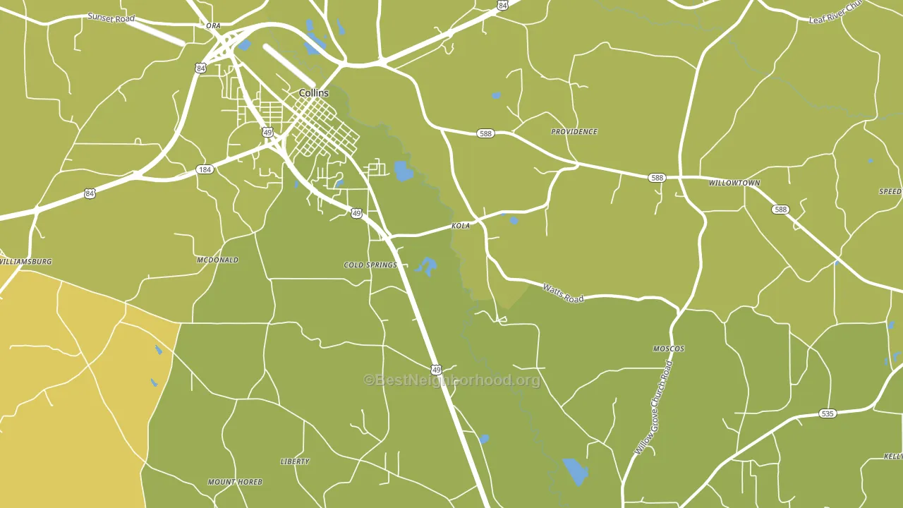 Kola, MS block-group voter-turnout map