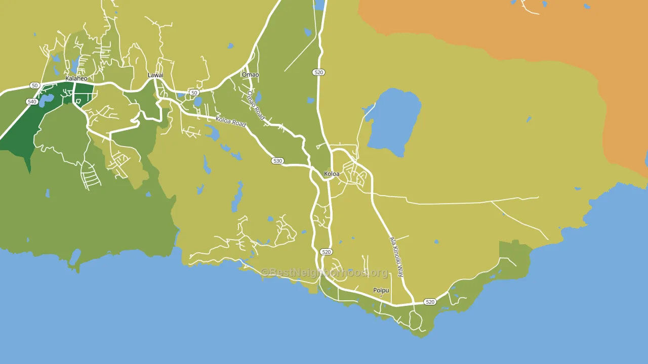 Koloa, HI block-group voter-turnout map