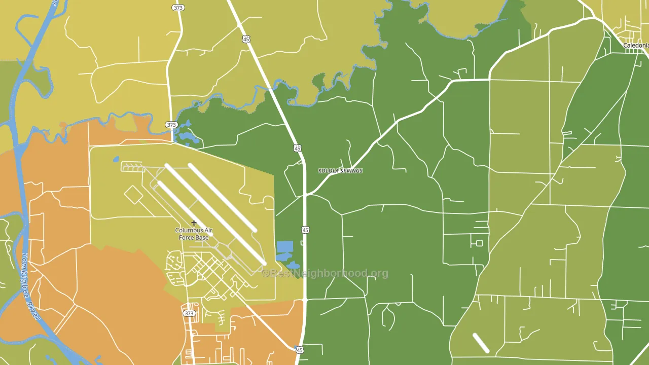 Kolola Springs, MS block-group voter-turnout map