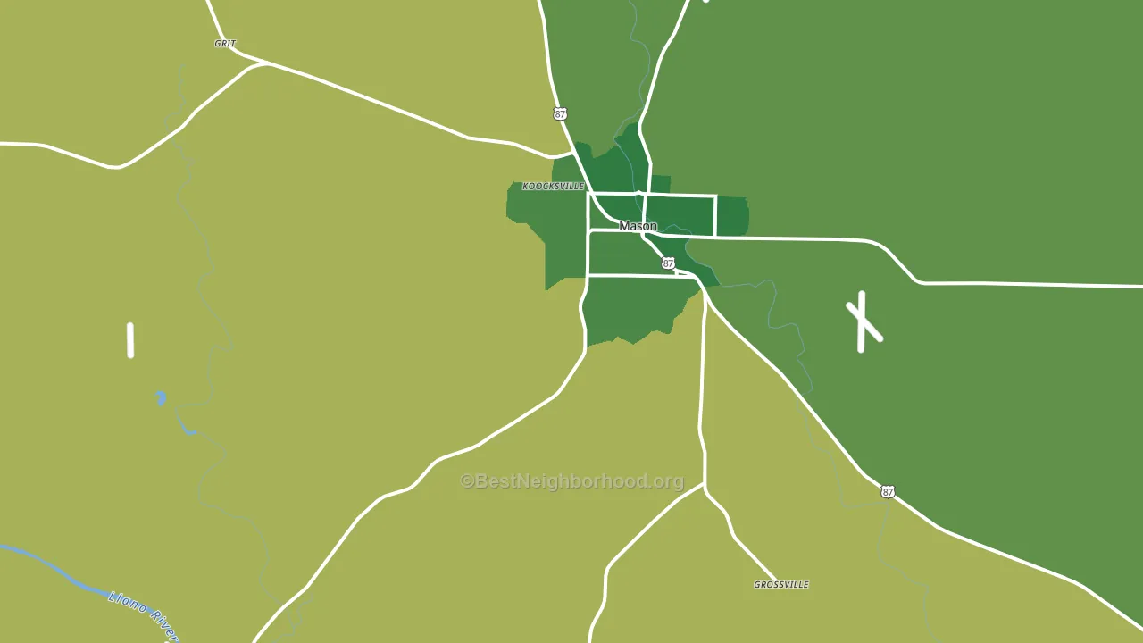Koockville, TX block-group voter-turnout map