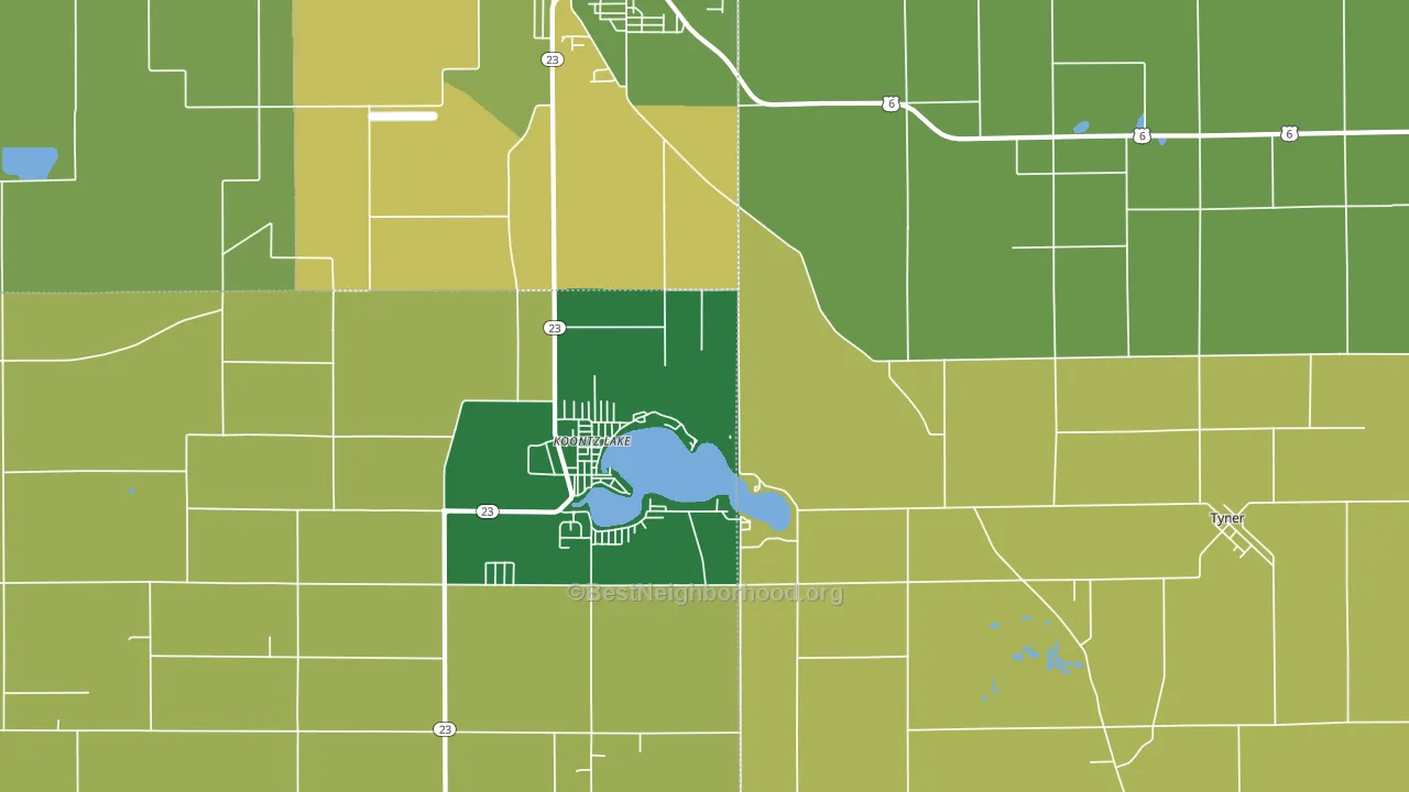 Koontz Lake, IN block-group voter-turnout map