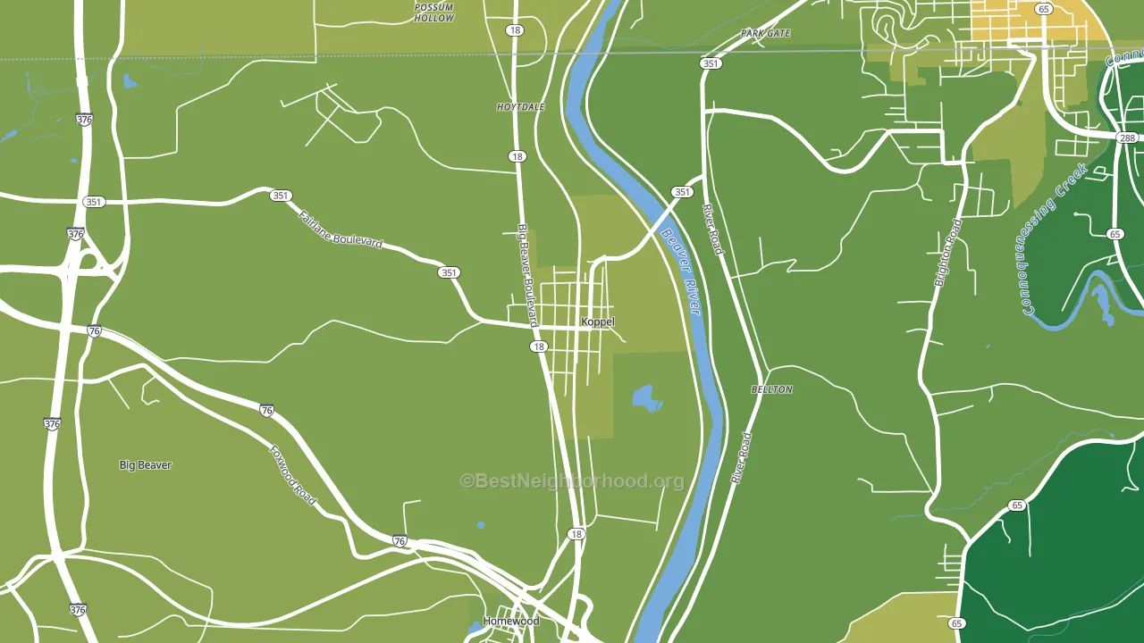 Koppel, PA block-group voter-turnout map