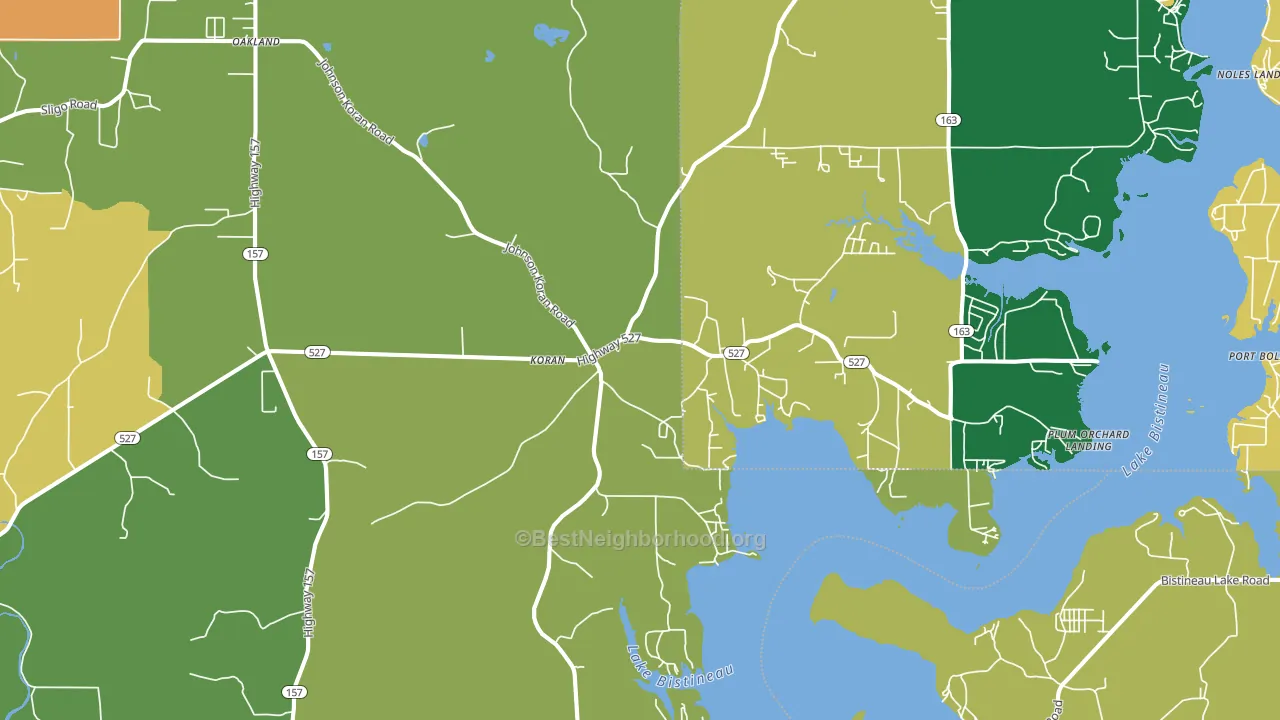 Koran, LA block-group voter-turnout map