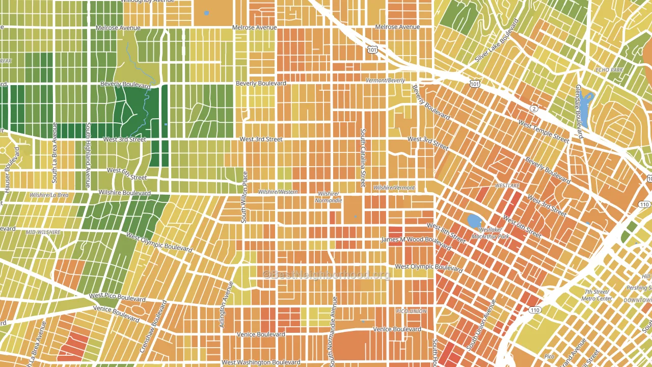Koreatown, Los Angeles, CA block-group voter-turnout map