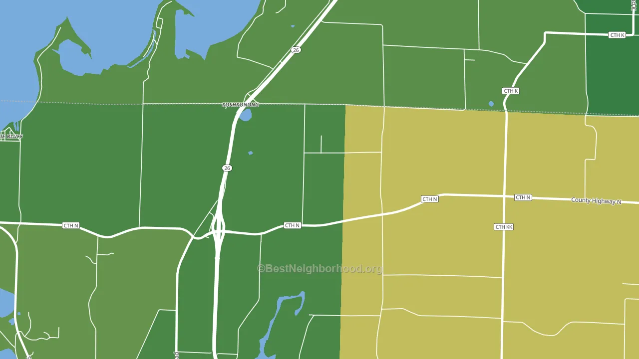Koshkonong, WI block-group voter-turnout map