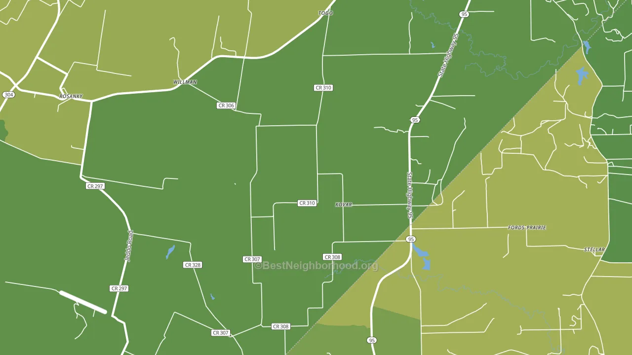 Kovar, TX block-group voter-turnout map