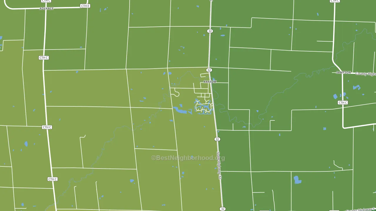 Krakow, WI block-group voter-turnout map