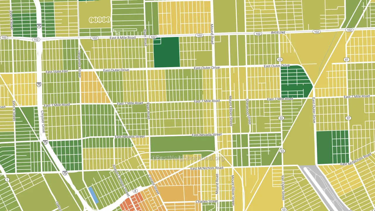Kranz Woods, Detroit, MI block-group voter-turnout map