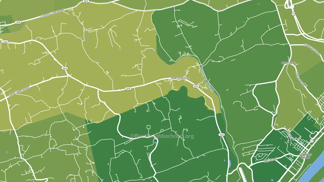 Kratzerville, PA block-group voter-turnout map