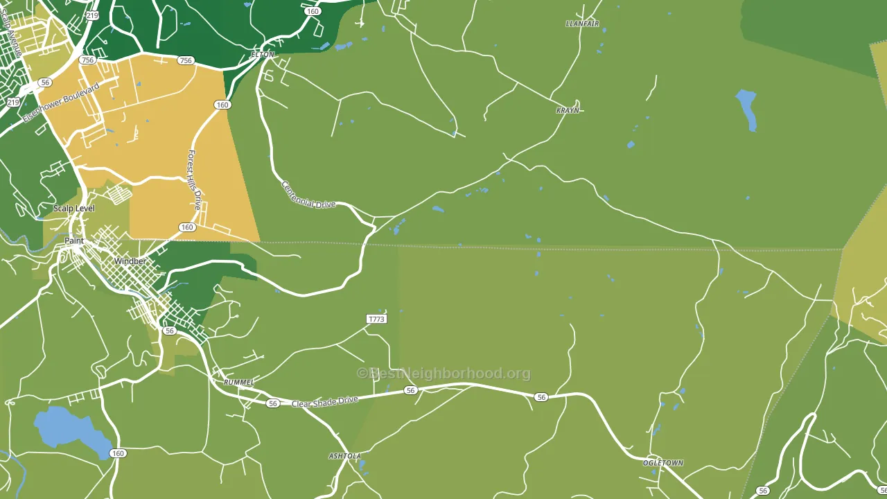 Krayn, PA block-group voter-turnout map